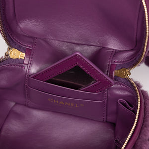 CHANEL TOP HANDLE SMALL VANITY CASE SHEARLING PURPLE GHW (MICROCHIP)