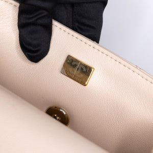CHANEL 25S MINI COCO CRUSH HANDLE BAG CAVIAR BEIGE LGHW(MICROCHIP)