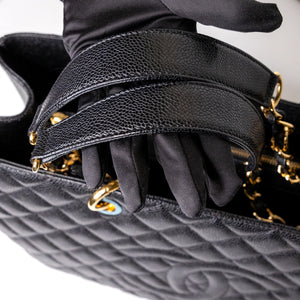 CHANEL CAVIAR GRAND SHOPPING TOTE BAG XL BLACK GHW