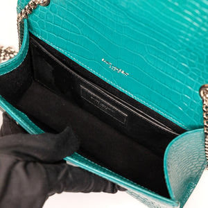 SAINT LAURENT SMALL KATE BAG WITH TASSEL CROC-EMBOSSED LEATHER SHW