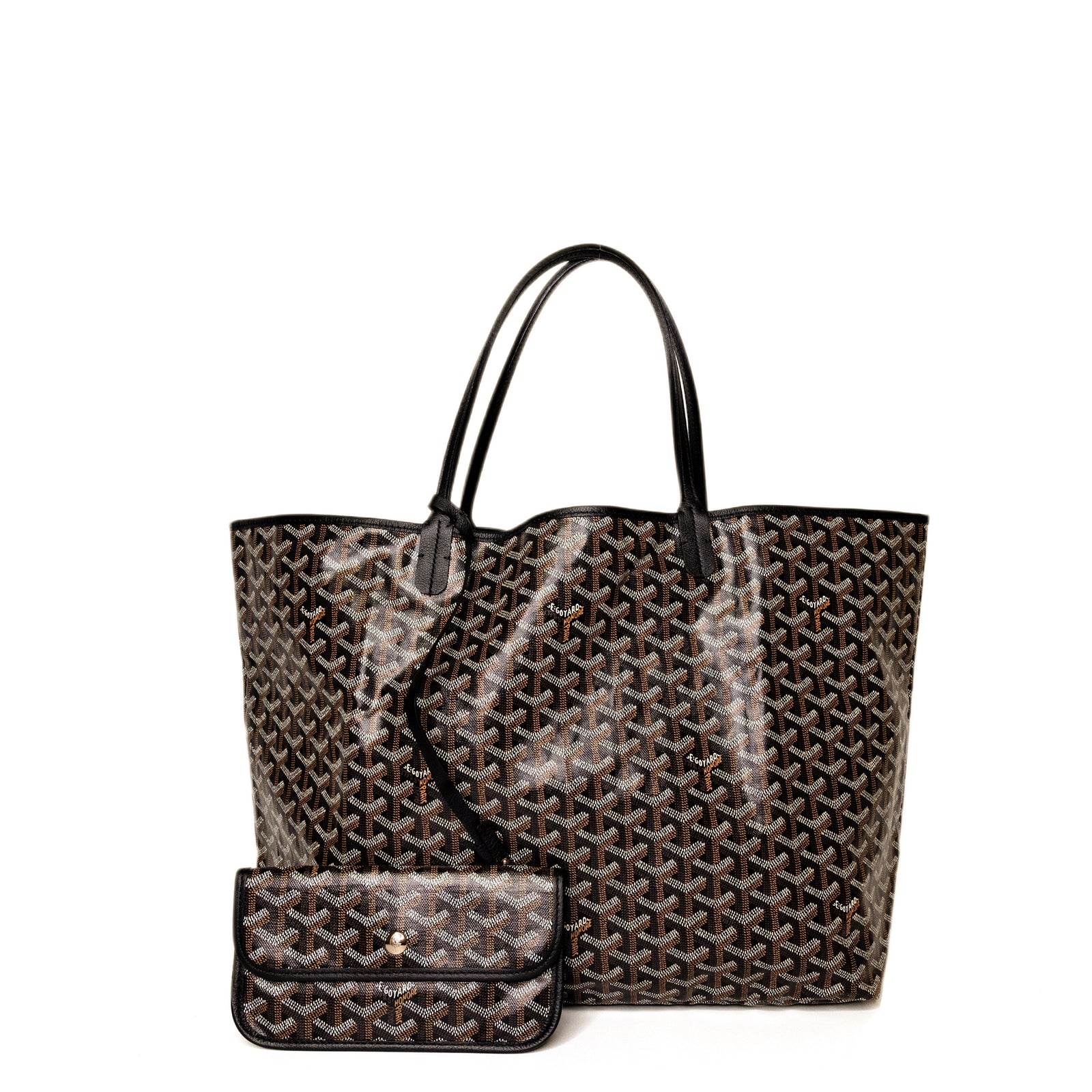 GOYARD SAINT LOUIS GM TOTE BAG GOYARDINE CANVAS/LEATHER  BLACK SHW