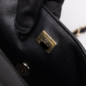 CHANEL MINI RECTANGULAR FLAP BAG LAMBSKIN BLACK LGHW (MICROCHIP)