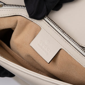 GUCCI GG MARMONT TOP HANDLE BAG LEATHER WHITE GHW