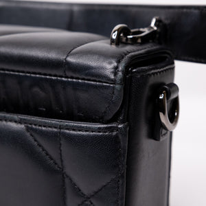 CHRISTIAN DIOR 30 MONTAIGNE CHAIN TOP HANDLE BAG LAMBSKIN LEATHER DARK SILVER HARDWARE