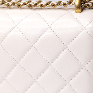 CHANEL 24C GOLD CRUSH MINI FLAP BAG WHITE CALFSKIN GHW