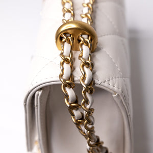 CHANEL 24C GOLD CRUSH MINI FLAP BAG WHITE CALFSKIN GHW