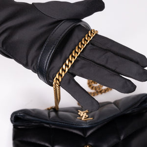 SAINT LAURENT PUFFER BAG TOY BLACK NAPPA LEATHER GHW