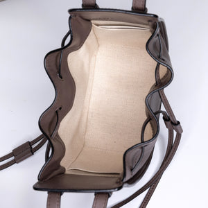 LOEWE MINI HAMMOCK DRAWSTRING BAG GRAINED CALF SKIN DARK TAUPE SHW