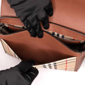 BURBERRY NOTE CROSS-BODY BAG CALFSKIN / CANVAS GHW