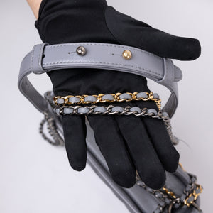 CHANEL SMALL CHEVRON GABRIELLE HOBO BAG GREY CALFSKIN LEATHER MULTICOLOURED HARDWARE