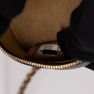 CHANEL CC ROUND CLUTCH LAMBSKIN LEATHER GHW