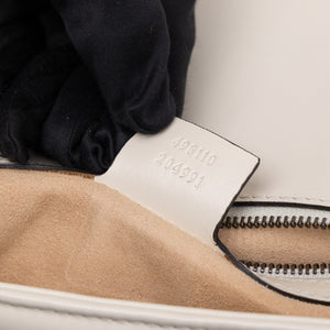 GUCCI GG MARMONT TOP HANDLE BAG LEATHER WHITE GHW