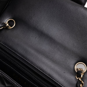 CHANEL MINI RECTANGULAR FLAP BAG LAMBSKIN BLACK LGHW (MICROCHIP)