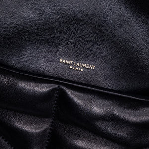 SAINT LAURENT PUFFER BAG MEDIUM BLACK NAPPA LEATHER GHW