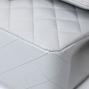 CHANEL SMALL CLASSIC DOUBLE FLAP LIGHT GREY LAMBSKIN LGHW