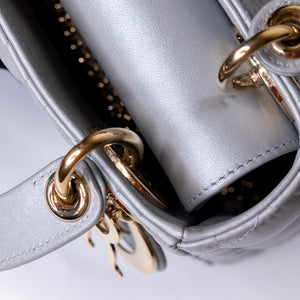 CHRISTIAN DIOR MINI LADY DIOR OPALINE GREY GHW