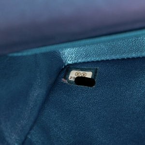 CHANEL IRIDESCENT BLUE TURQUOISE MINI CLASSIC FLAP BAG RUTHENIUM HARDWARE