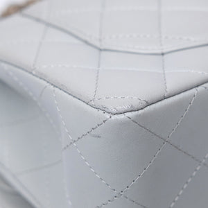 CHANEL SMALL CLASSIC DOUBLE FLAP LIGHT GREY LAMBSKIN LGHW