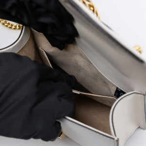 GUCCI MINI SYLVIE CALFSKIN WHITE GHW