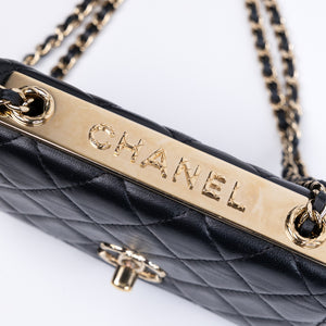 CHANEL MINI TRENDY CC WALLET ON CHAIN LAMBSKIN LEATHER BLACK LGHW