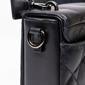 CHRISTIAN DIOR 30 MONTAIGNE CHAIN TOP HANDLE BAG LAMBSKIN LEATHER DARK SILVER HARDWARE