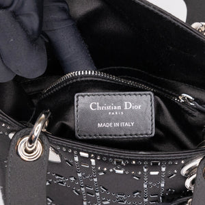 CHRISTIAN DIOR MINI LADY DIOR SATIN CRYSTAL BLACK SHW
