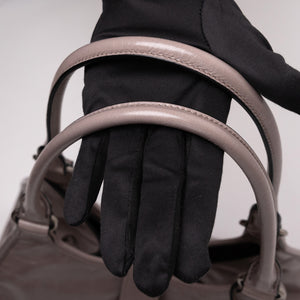 PRADA MEDIUM LEATHER TOTE BAG PEWTER CALFSKIN LEATHER SHW