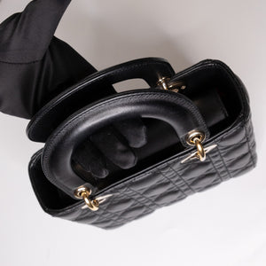 CHRISTIAN DIOR MY ABC DIOR SMALL LADY DIOR LAMBSKIN BLACK GHW