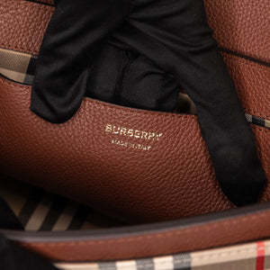 BURBERRY NOTE CROSS-BODY BAG CALFSKIN / CANVAS GHW