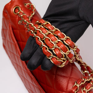CHANEL JUMBO CLASSIC DOUBLE FLAP RED CAVIAR LEATHER GHW