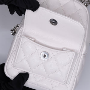 CHANEL 24C MINI BACKPACK / CROSSBODY BAG WHITE CALFSKIN LEATHER SHW