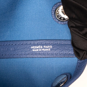 HERMES GARDEN PARTY 30 CANVAS / NEGONDA LEATHER BLUE AGATE SHW STAMP Z