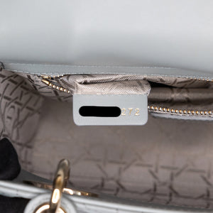 CHRISTIAN DIOR MY ABC DIOR SMALL LADY DIOR LAMBSKIN GRAY STONE GHW