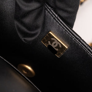 CHANEL 25B PEARL HANDLE MINI SQUARE LAMBSKIN LEATHER GHW (MICROCHIP)