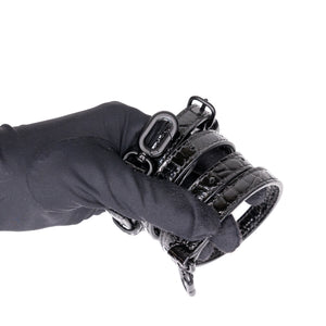 BALENCIAGA HOURGLASS BAG XS CROC-EMBOSSED CALFSKIN SO BLACK