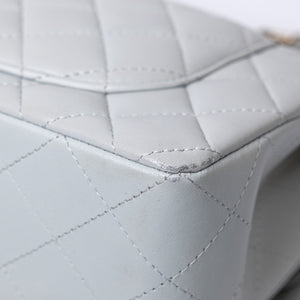 CHANEL SMALL CLASSIC DOUBLE FLAP LIGHT GREY LAMBSKIN LGHW