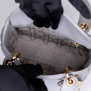 CHRISTIAN DIOR MINI LADY DIOR OPALINE GREY GHW