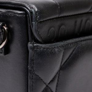 CHRISTIAN DIOR 30 MONTAIGNE CHAIN TOP HANDLE BAG LAMBSKIN LEATHER DARK SILVER HARDWARE