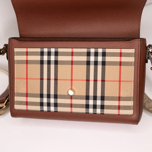 BURBERRY NOTE CROSS-BODY BAG CALFSKIN / CANVAS GHW