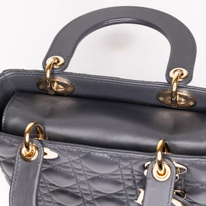 CHRISTIAN DIOR MY ABC DIOR SMALL LADY DIOR LAMBSKIN GREY GHW