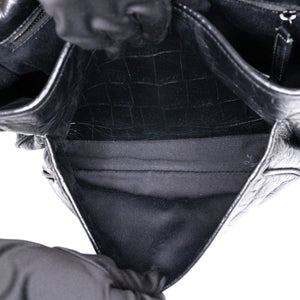 SAINT LAURENT MEDIUM NIKI BAG CROCODILE-EMBOSSED BLACK CALFSKIN BLACK HARDWARE