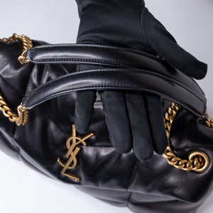 SAINT LAURENT PUFFER BAG MEDIUM BLACK NAPPA LEATHER GHW