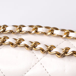 CHANEL 24C GOLD CRUSH MINI FLAP BAG WHITE CALFSKIN GHW