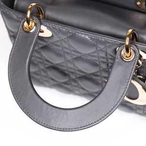 CHRISTIAN DIOR MY ABC DIOR SMALL LADY DIOR LAMBSKIN GREY GHW