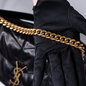 SAINT LAURENT PUFFER BAG MEDIUM BLACK NAPPA LEATHER GHW