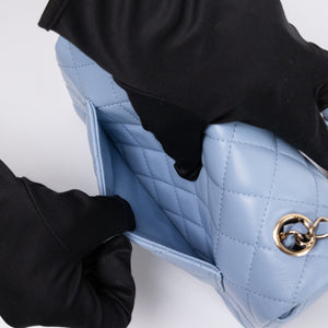 CHANEL MINI RECTANGULAR FLAP BAG LAMBSKIN BABY BLUE LGHW