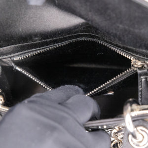 CHRISTIAN DIOR MINI LADY DIOR SATIN CRYSTAL BLACK SHW