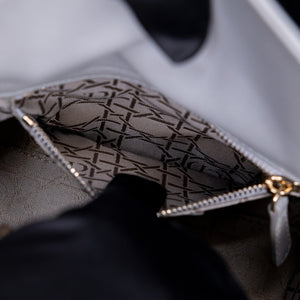 CHRISTIAN DIOR MINI LADY DIOR OPALINE GREY GHW