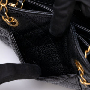 CHANEL 24K BLACK QUILTED MINI BOWLING BAG CAVIAR LEATHER GHW