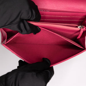 CHANEL CAMELLIA PINK LARGE FLAP WALLET